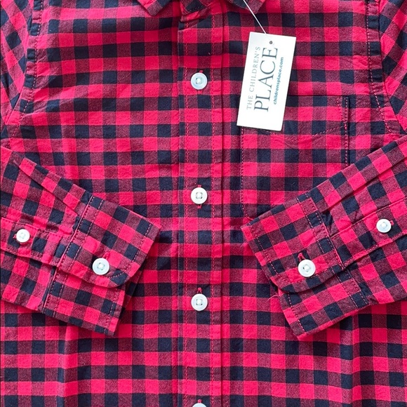 NWT! Toddler Boys Red/Black Gingham Button Down - Picture 3 of 4